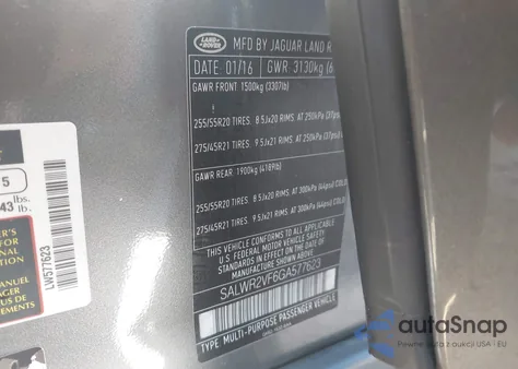 2016 Land Rover Range Rover Sport 3.0L V6 Supercharged Hse from USA, damaged, VIN SALWR2VF6GA577623